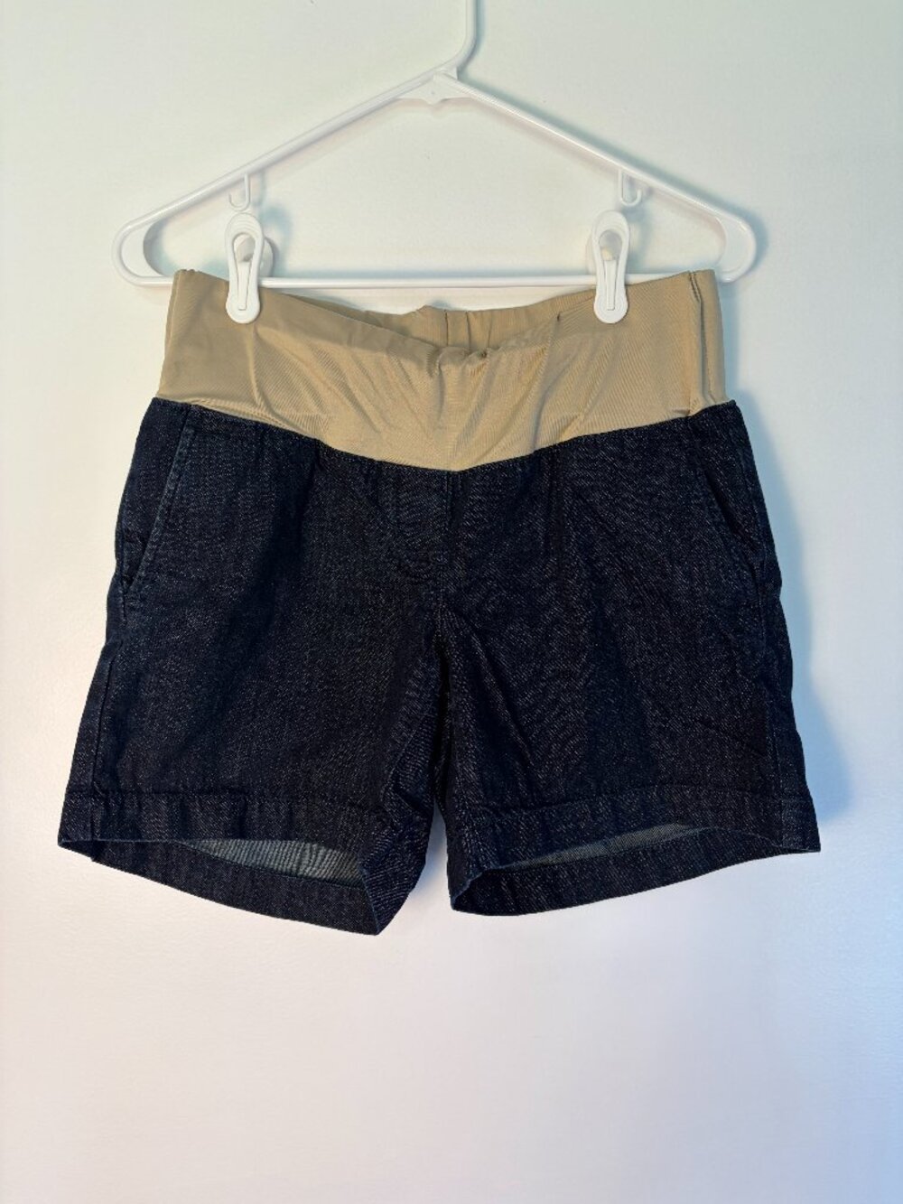 Loft Dark Wash Cotton Mid Rise Maternity Shorts